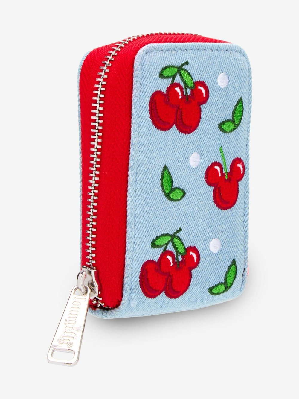 Loungefly Disney Mickey Mouse Cherries Denim Accordion Wallet BL Exclusibe